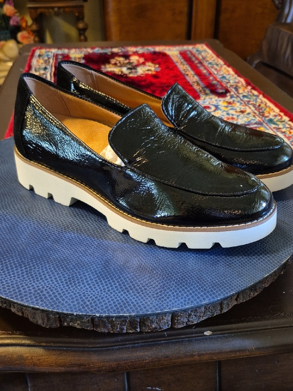 Vionic Kensley Women's Size 7 Shoes Black Patent Leather Slip On Loafer(#2088sh)
